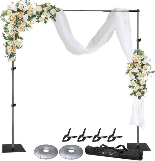 Pipe and Drape Photography Backdrop Stand Kit Adjustable Photo Background Stand 10ft x 8.5ft with Metal Base for Parties Weddings Birthday Party Events Photo Booth with 4 Clamps,Carrying Bag.