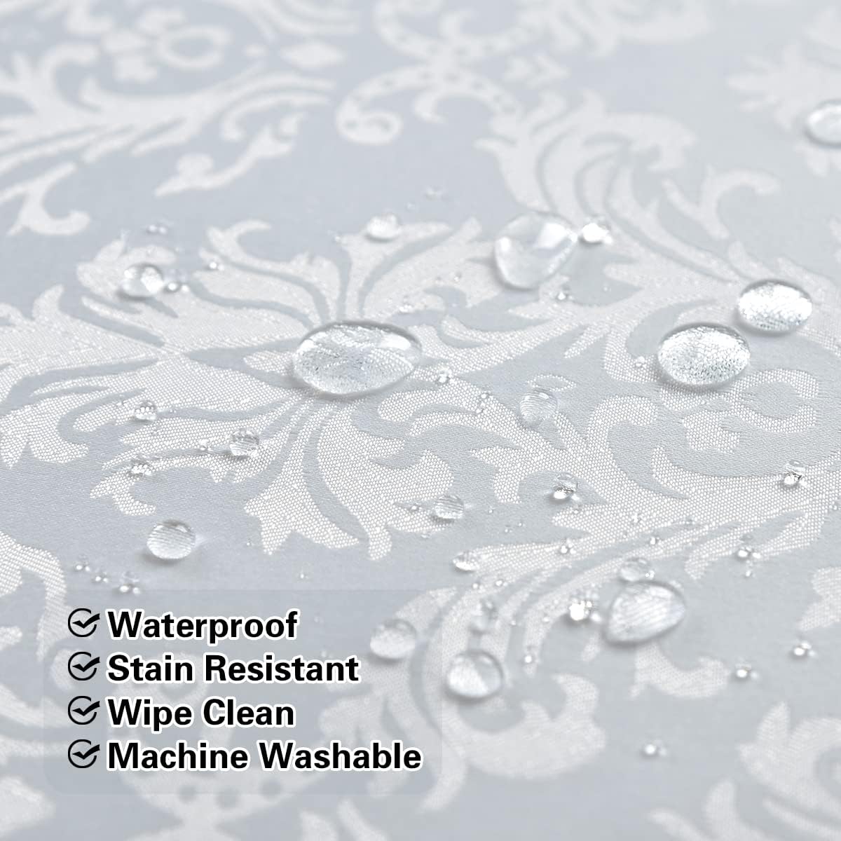 SASTYBALE White Tablecloth Square 52 x 52 Inch Jacquard Damask Table Cloth, Spill Proof Wrinkle Free Polyester Table Cloths, Washable Tables Cover for Kitchen Dining, Party, Indoor, Outdoor