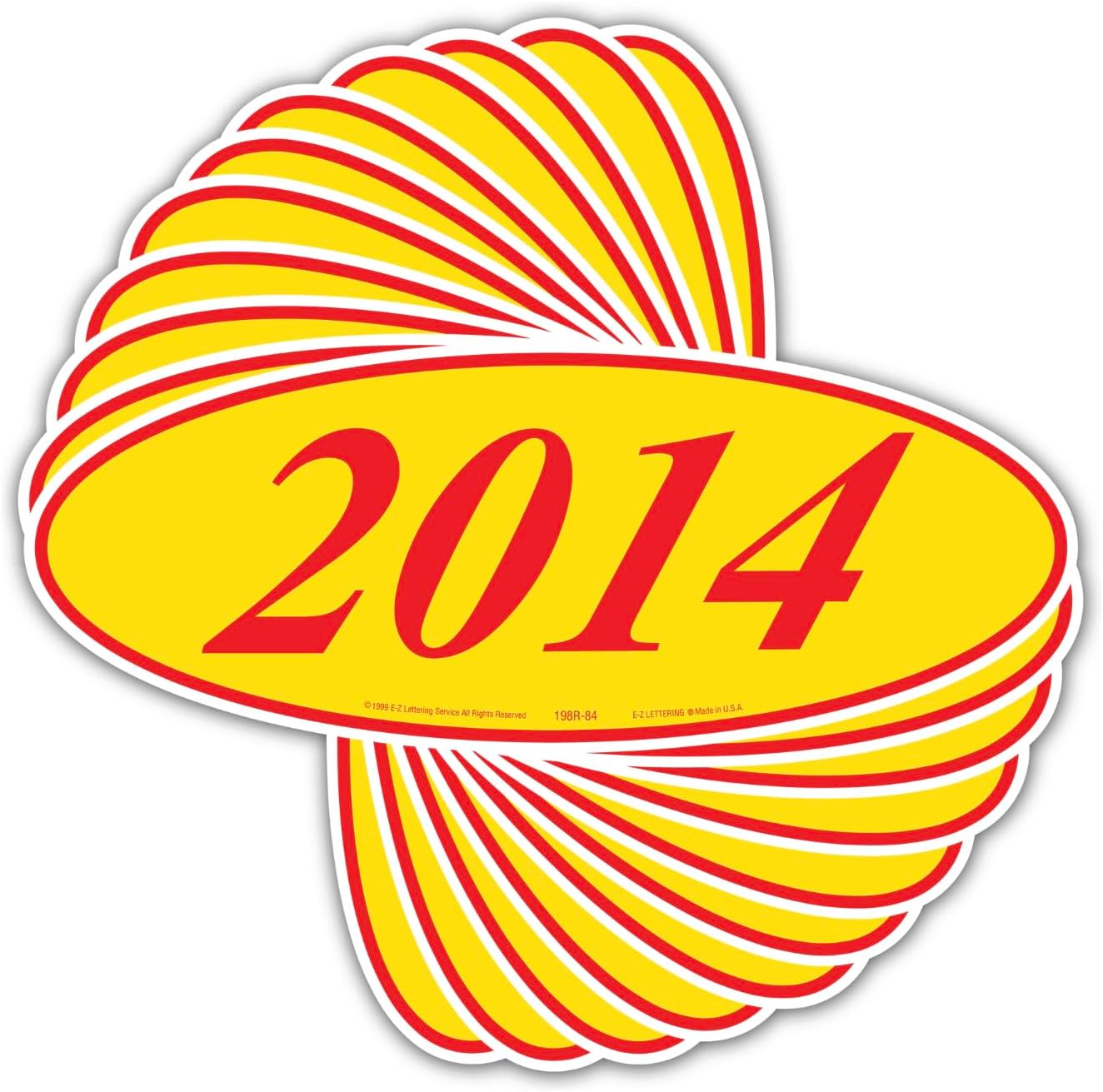 EZ-Line Oval Model Windshield Year Stickers for Car Windows Red and Yellow Large Vinyl Dealership Supplies 1 Dozen Pro Pack (2014)