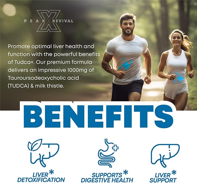 TUDCA+ 1000mg Bile Salt Supplement for Liver Support, Detoxification, Digestive Health, and Skin Health - Made in The USA (60 Vegan Capsules)