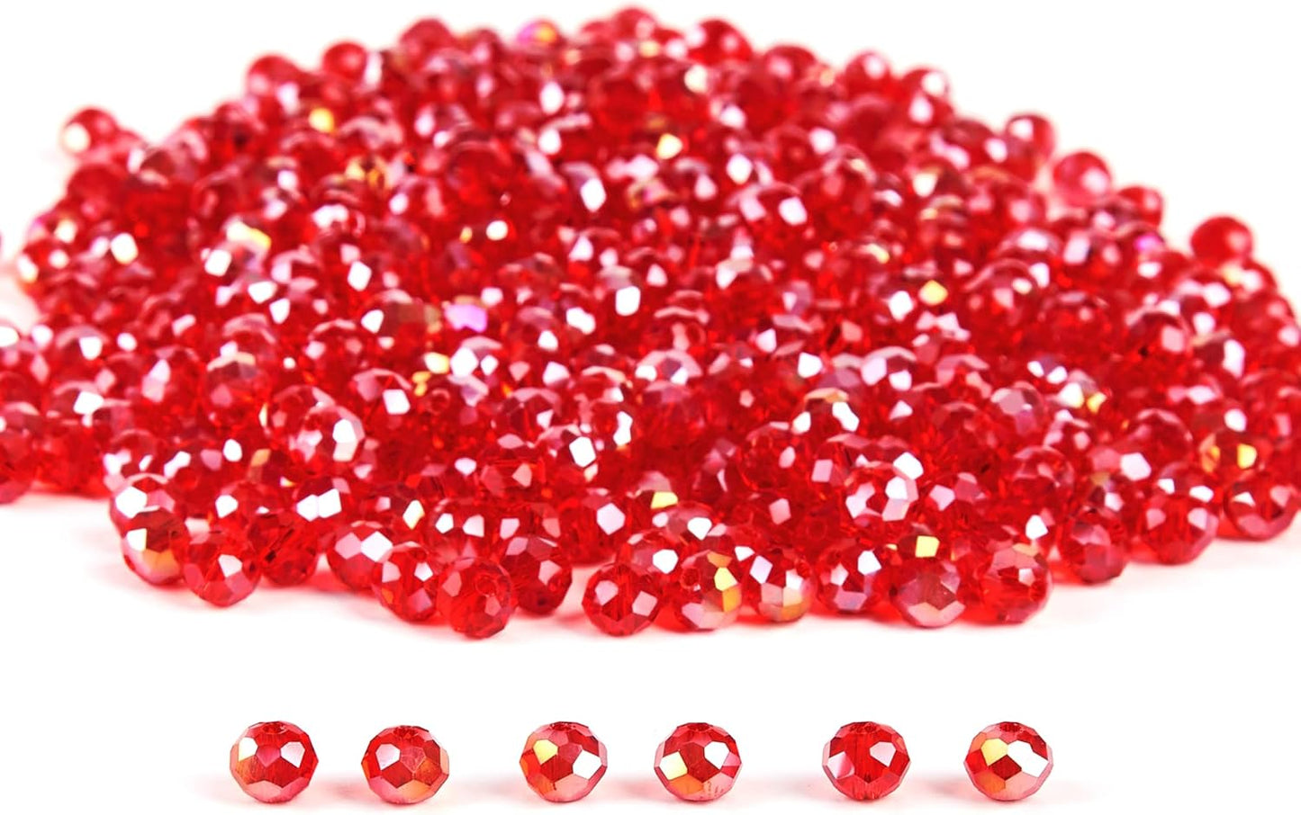 1200Pcs 4mm Crystal Glass Beads for Jewelry Making Beads for Bracelets Necklace Pendants Making Supplies(Red)