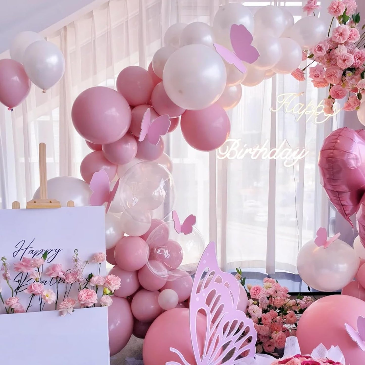 90pack Pink Balloons Different Size 18/12/10/5 Inch Pink Balloon Garland Arch Kit for Graduation, Wedding, Birthday, Princess, Valentine's Day, Baby Shower, Anniversary Party Decorations