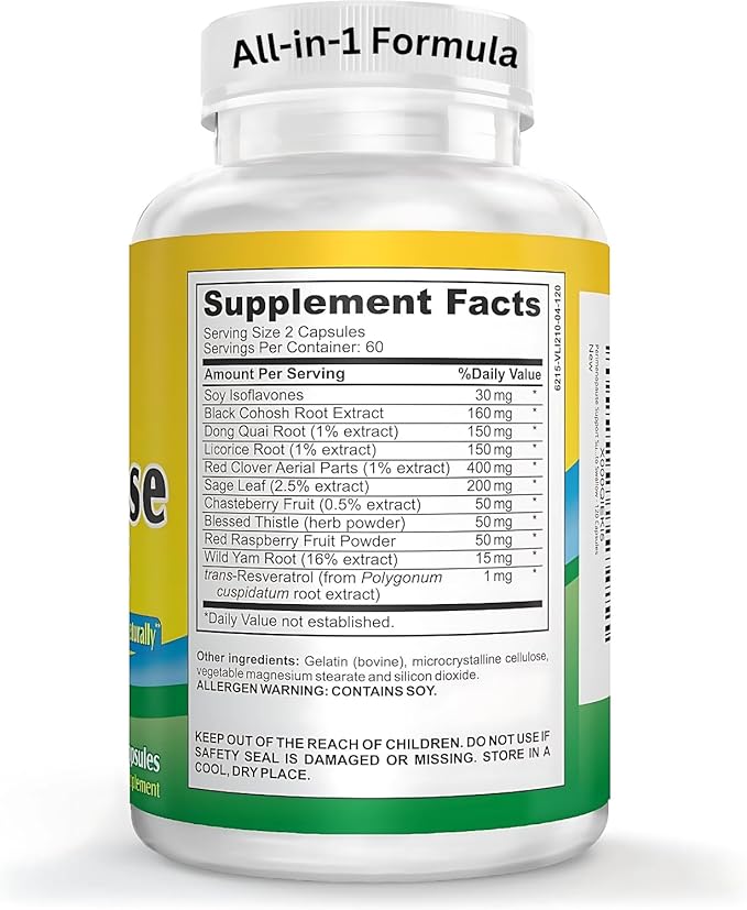 2-Month PeriMenopause Supplements (All-in-1) Women's Hormone Support | Blend of 11 Herbs & Extracts | Peri-Menopause Supplement for Women | Female Hormonal Balance | 60-Day Supply | 120 Capsules