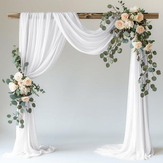 Wokceer White Wedding Arch Draping Fabric Backdrop 28.7" X 20FT Sheer Drapes Fabric for Wedding Arbor Ceremony Birthday Party