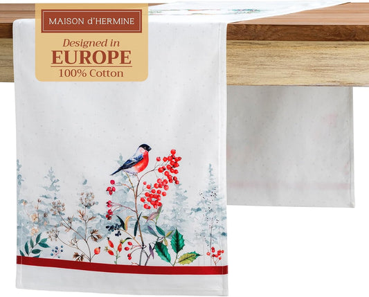 Maison d' Hermine Table Runner 100% Cotton Double Layer Table Runners 72 inches Long for Thanksgiving Christmas Decorations Home Kitchen Dining Party Wedding (Morzine, 14.5" x 72")