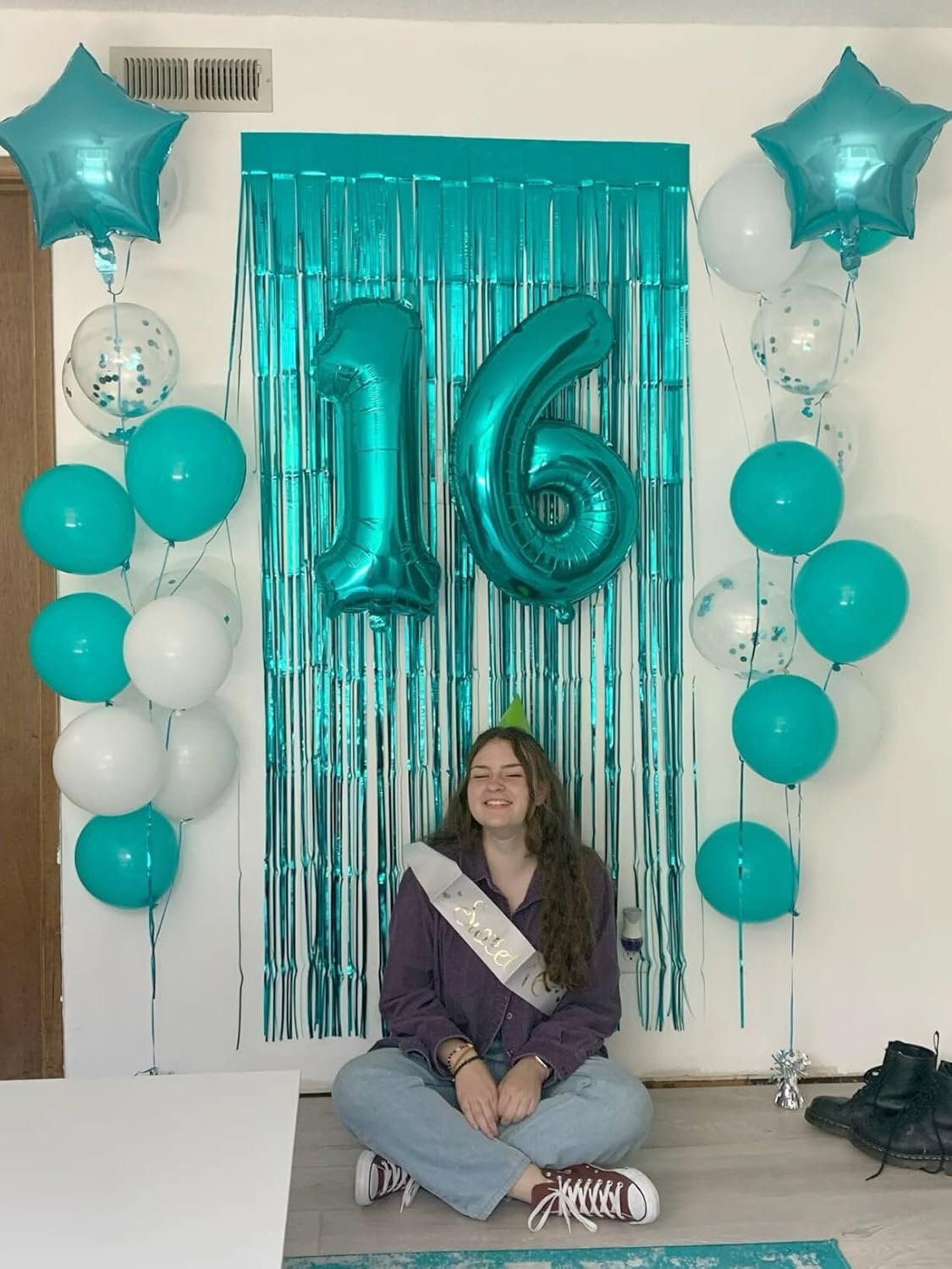 Digital Number 7 Teal Blue Birthday Balloon 40 Inch, Foil Balloons for 7 17 27 70 77 Party Decorations Supplies, Teal Blue Mylar Numbers Balloon for Seven Wedding Anniversary