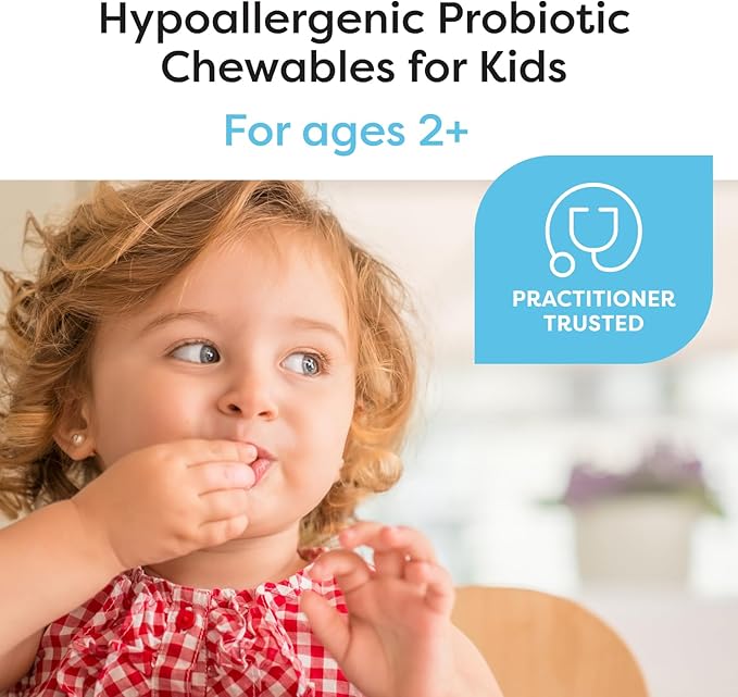 Klaire Labs SFI Health Ther-Biotic Kids Chewable Probiotic - GI Health + Immune Support for Kids - Chewable 25b CFU Lactobacillus + Bifidobacterium - Hypoallergenic, Dairy-Free (60 Tablets / 2 Pack)