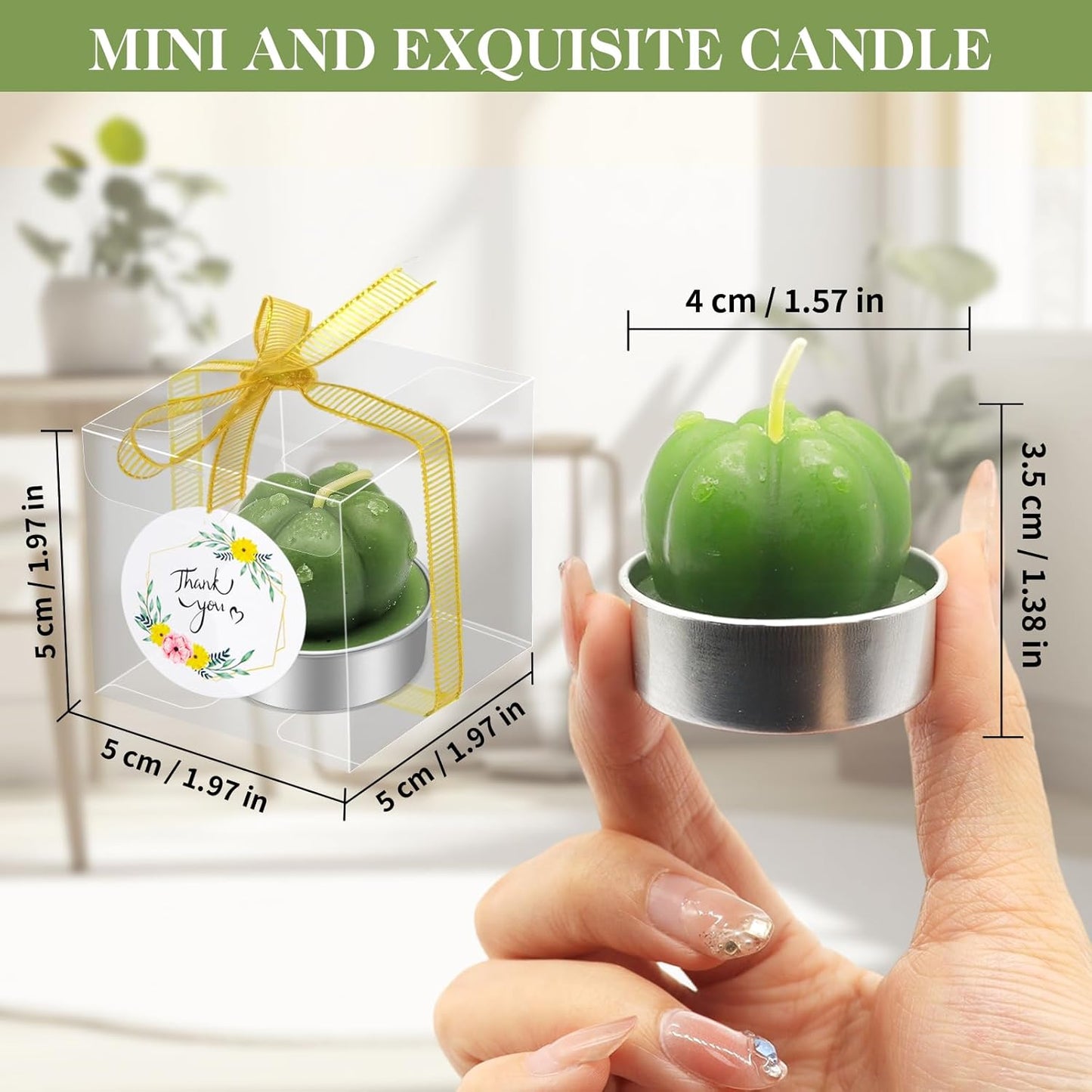 AZEAM 36 Pcs Succulent Candles Party Favors, Bulk Cactus Table Decor for Guests, Mini Tiny Handmade Plant Tealights Candle Decoration Set for Baby Shower Prizes Game Bridal Wedding Home Birthday