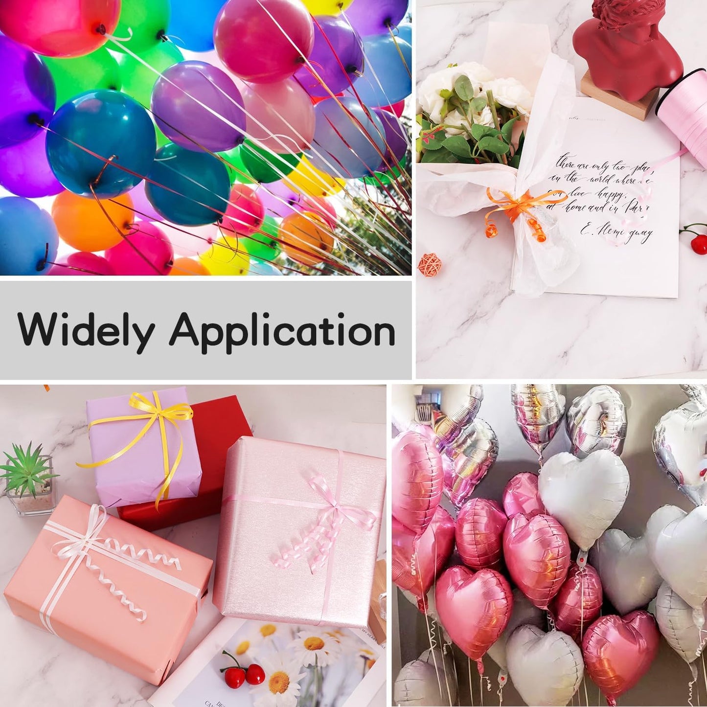 BEISHIDA 500 Yards Matte White Curling Ribbon Balloon String Crimped Ribbons for Gift Wrapping Ribbon for Birthday Halloween Party Decoration Festival Art Craft Christmas Gift Wraps