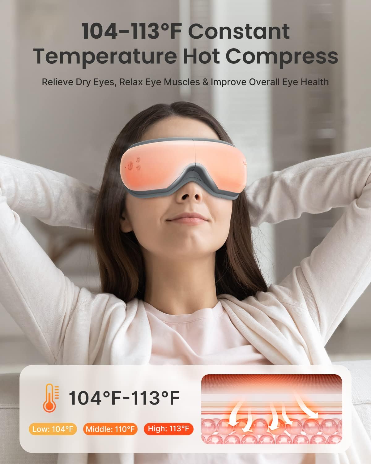 RENPHO Eyeris 1 Eye Massager with Heat, Birthday Gifts Eye Mask for Mom Dad Women Men Her Him, Smart Sleep Mask for Relax, Reduce Strain