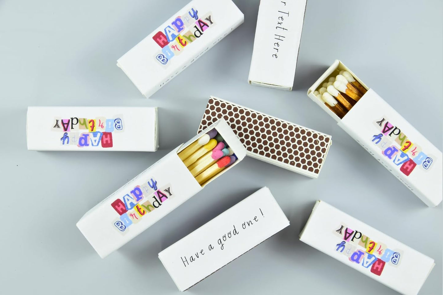 Customizable Birthday Matchboxes – Set of 10 – Fun Birthday Design – Colorful Matchsticks – Perfect for Birthday Favors (2" Matchsticks, Birthday #1)
