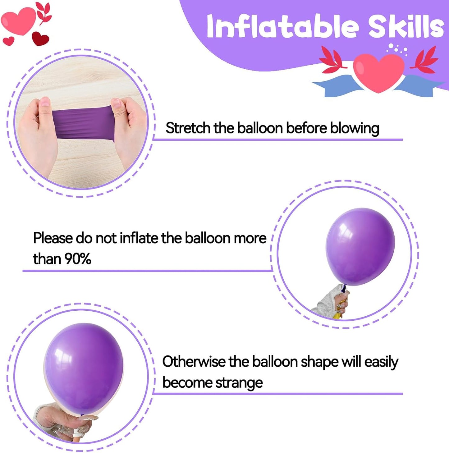 Pink Purple Black Balloons, 50PCS 12 Inch Black Macaron Metallic Purple Pink Birthday Heart Printed Balloons for Princess Theme Birthday Decorations Baby Shower Party