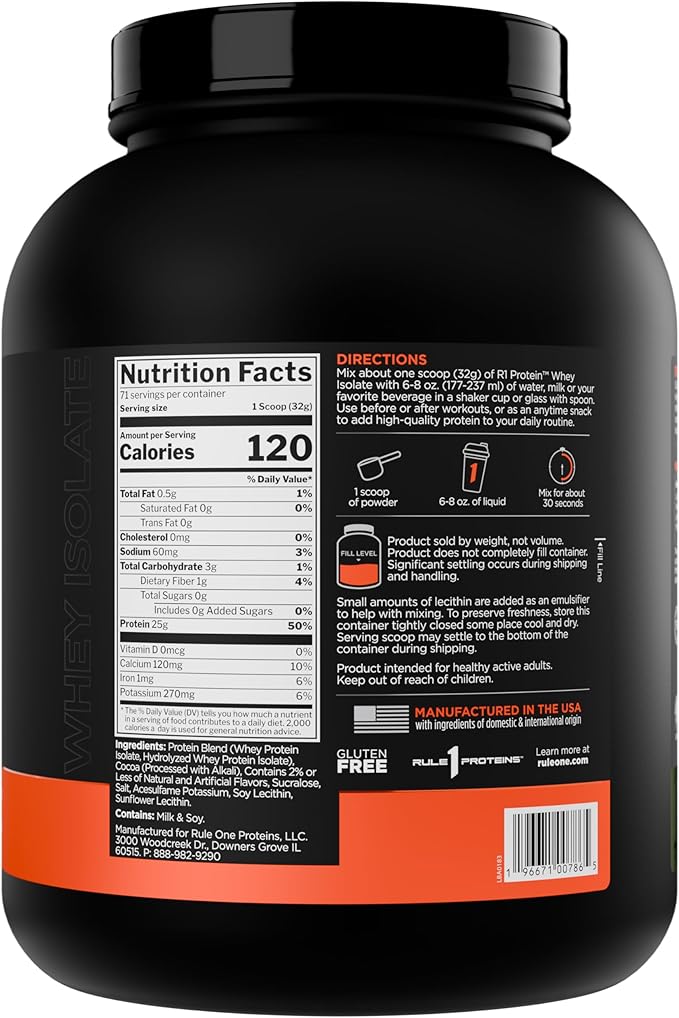 Rule 1 R1 Protein Whey Isolate - with 25g Protein & 6g BCAA Exclusively from Isolated & Hydrolyzed Sources for Workout Recovery (5 Pounds*, Mint Chocolate Chip)