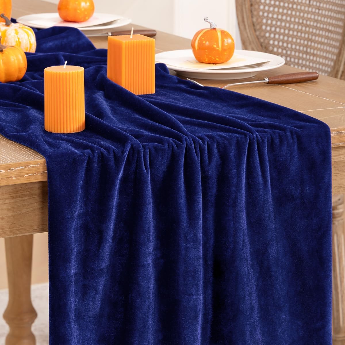 Royal Blue Velvet Table Runner 3 Pack Fall Thanksgiving Table Runners 20 x 120 Inch Luxurious Elegant Velvet Fabric Friendsgiving Table Decor for Christmas Dinner Wedding Bridal Baby Shower