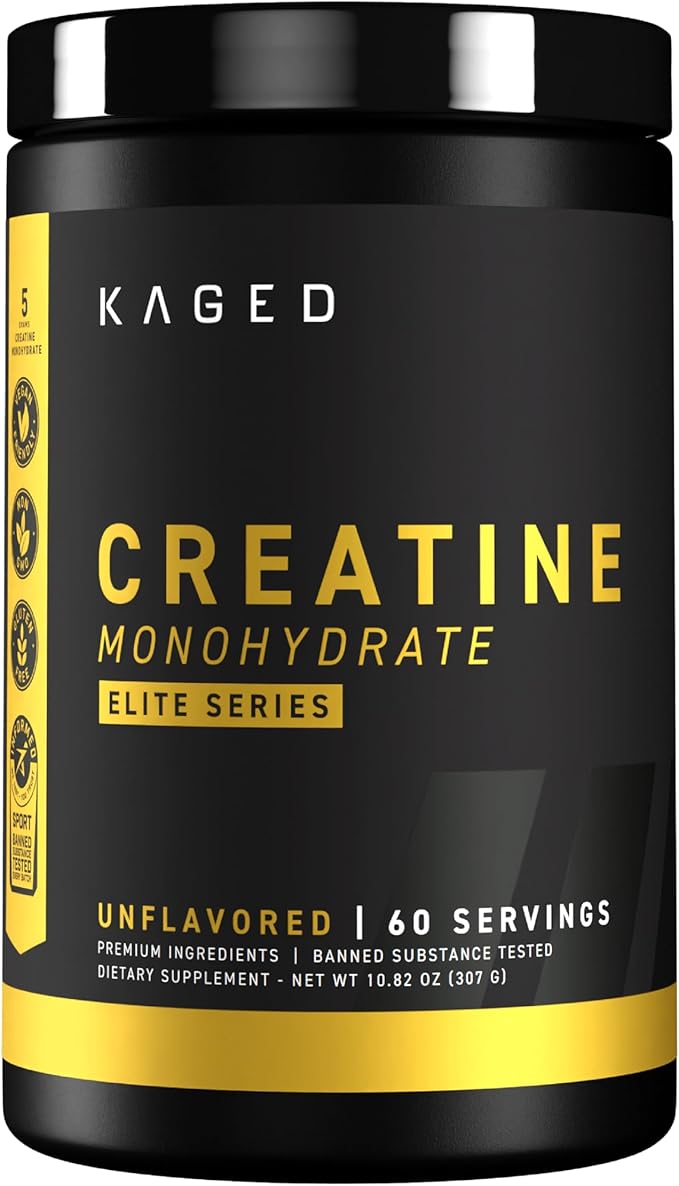 Kaged Creatine Monohydrate Elite Powder | Unflavored | Muscle Building & Recovery | MAXCatalyst for High Absorbtion | Vegan, Gluten Free, Easily Digestible | Supplements for Men & Women | 60 Servings
