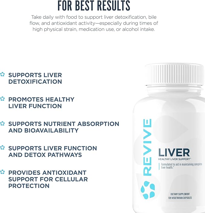 Revive MD Natural Liver Cleanse, Detox, & Repair Pills, Liver Health Support Formula - Milk Thistle Liver Defense Supplement - Inflammation Reducer & Promotes Healthy Liver Function - 120 Capsules