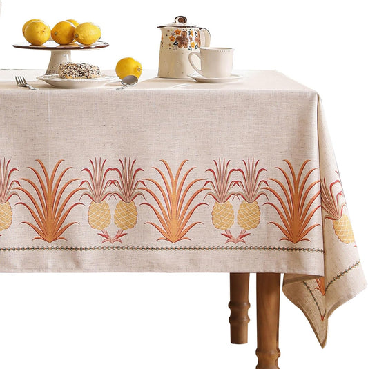 patdrea Designer Linen Tablecloth for Rectangle Table,Pineapple Pattern Colorful Tropical Style Tablecloths,Table Cover Cloth Decor for Kitchen Dining Christmas,Thanksgiving,55"x87"-Pineapple B