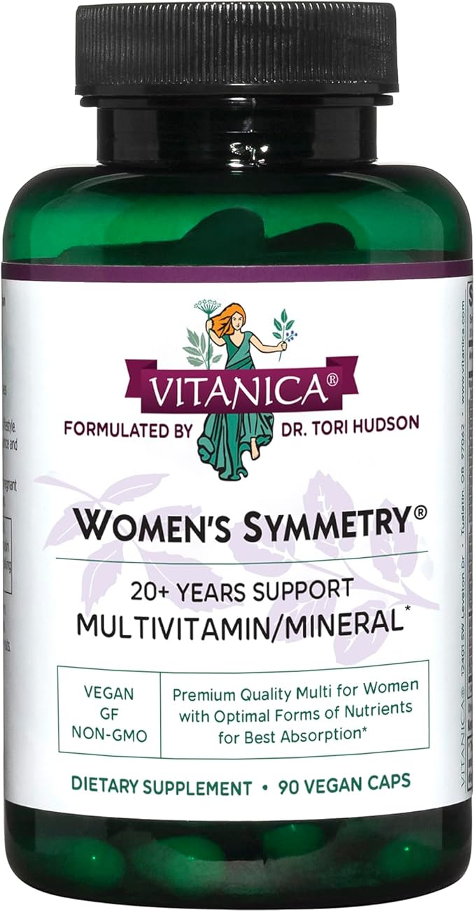 Vitanica Women's Symmetry, High Potency Multivitamin and Mineral, Vegan, 90 Capsules