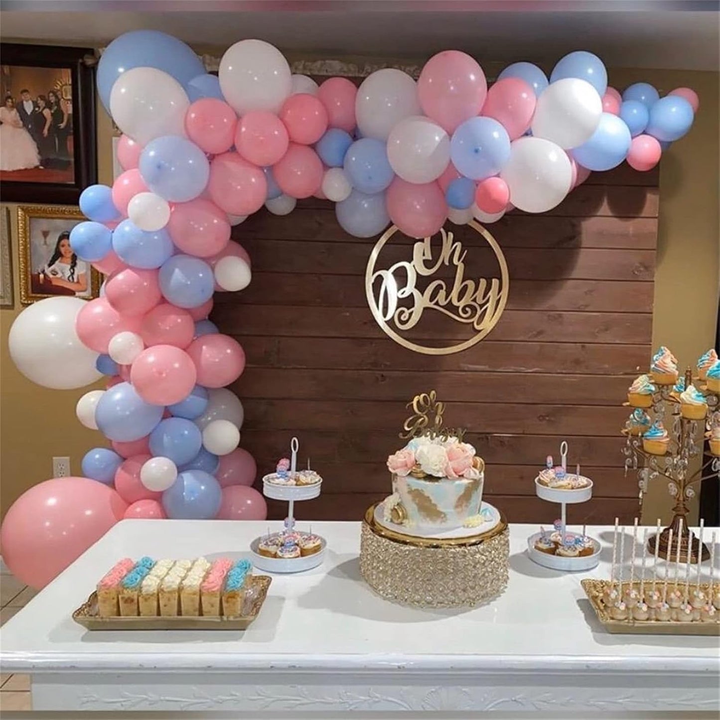 Pink Blue White balloons, 30 Pieces Pastel Pink White Blue Latex Balloons, 12 Inch Baby Pink Blue Party Balloons Set Gender Reveal Party Decorations for Boy or Girl Party Baby Shower Birthday Party