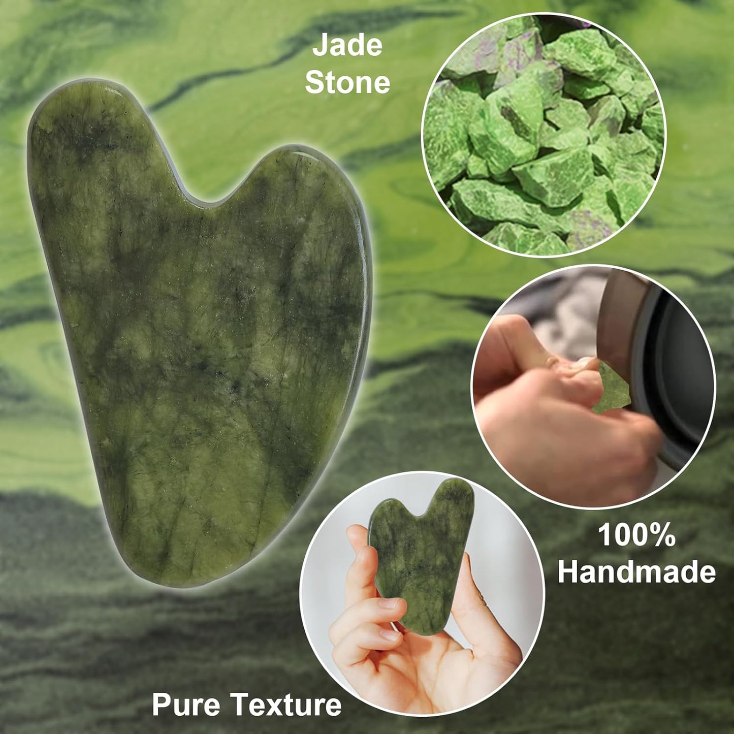 Gua Sha Facial Tools for Skin Care Massage Tools for Self Care Jade Body GuaSha Stone Spa Kit Face Sculpting Tool for Beauty Puffiness Reduction Muscle Tension Relief Jawline Sculptor Green