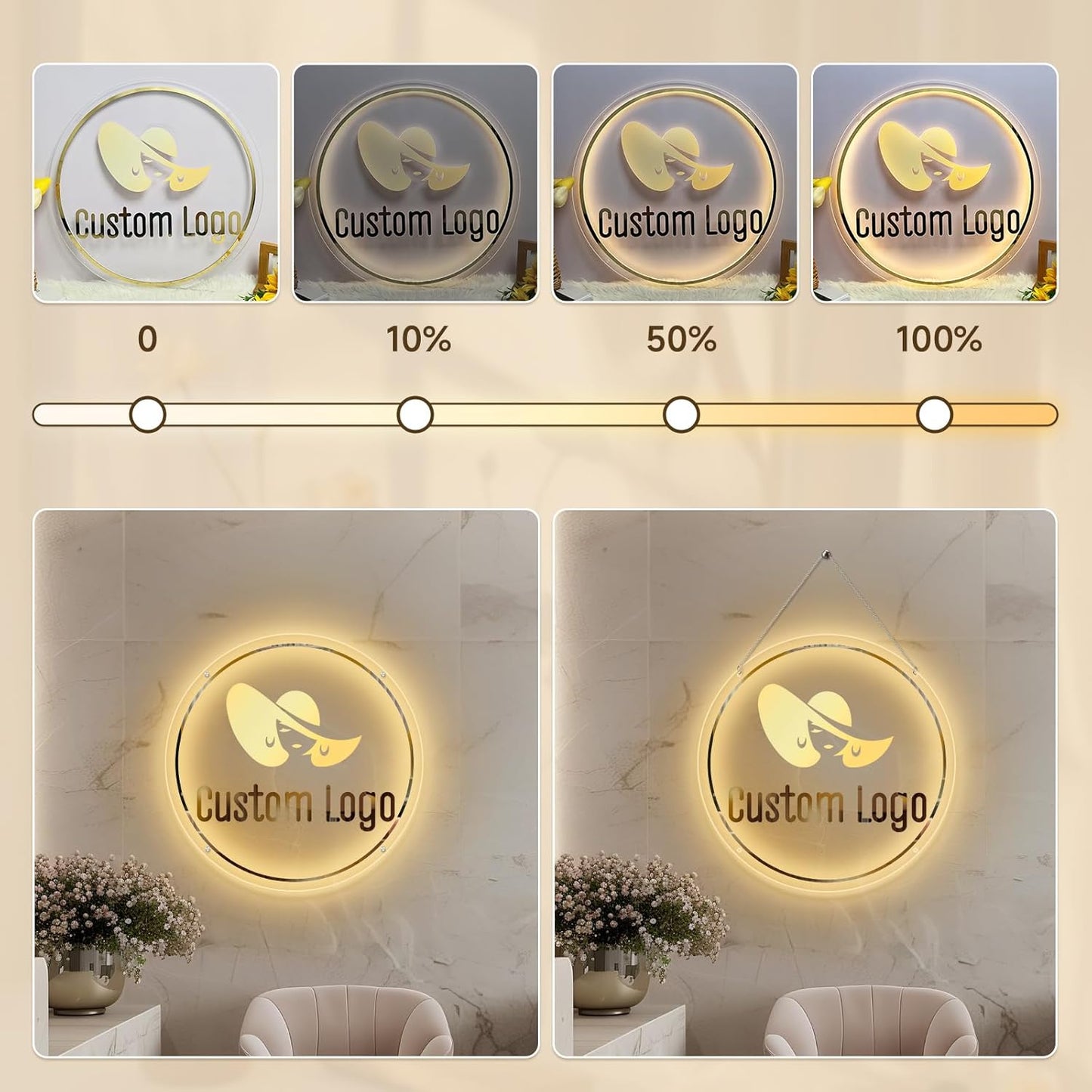 Custom Business Logo Neon Sign for Personalized Company Store UV Metal Acylic LED Backlit Shop Name Light Signo Office Company Logo Néon for Coffee Shop Salon Studio Signs