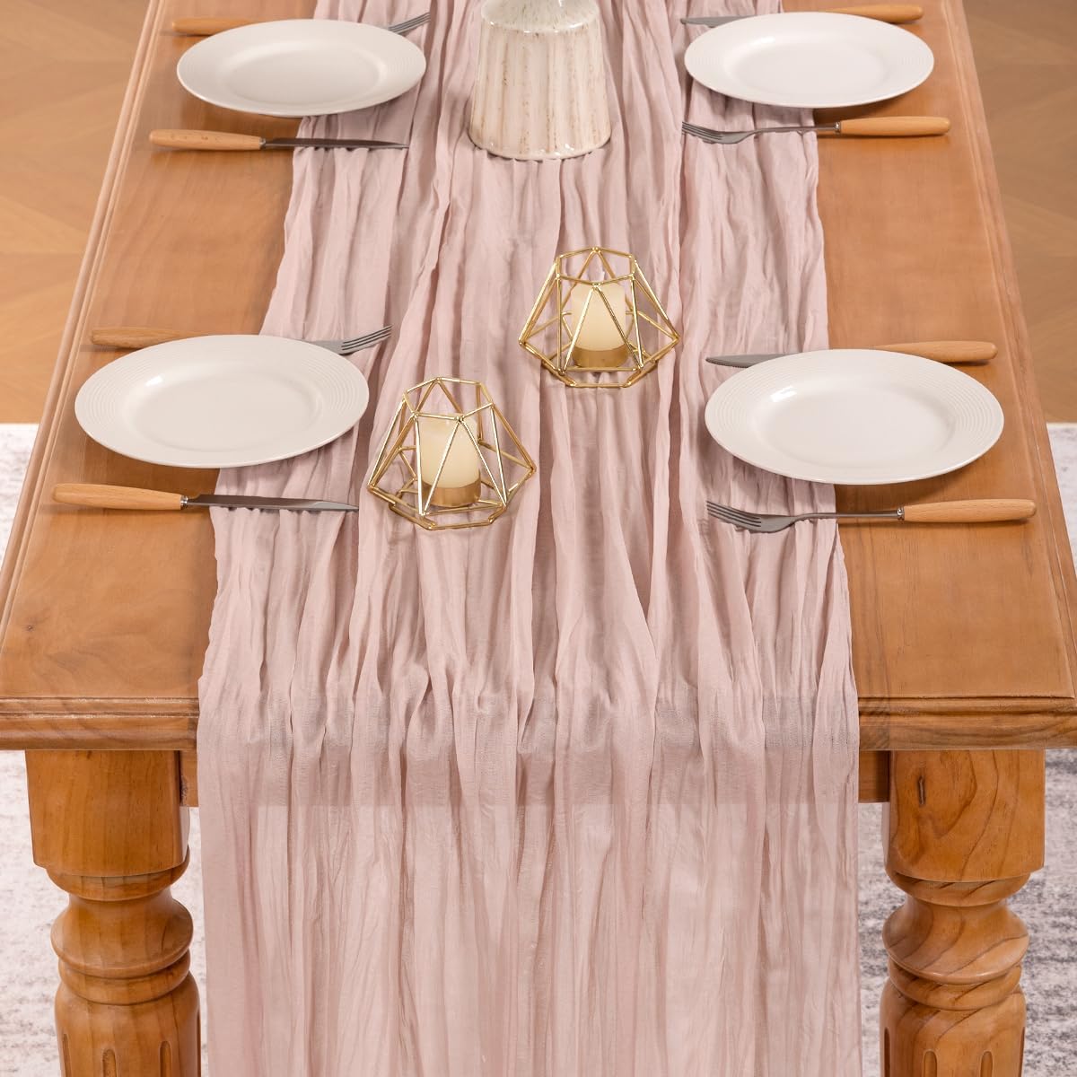 MLMW 6 Pack Pink Cheesecloth Table Runner Boho Gauze Rustic Cheese Cloth Table Runner 160 inch Sheer 13.3ft for Gender Reveal Wedding Party Baby Bridal Shower Birthday