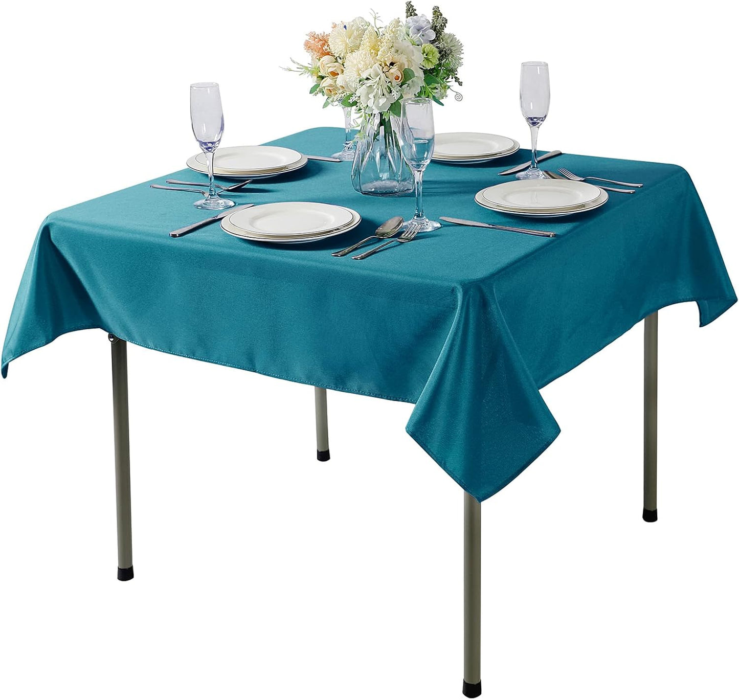 Cupuamon Square Tablecloth 70x70 inch Washable Polyester Fabric Table Cloth for Wedding Party Dining Banquet Decoration（70x70,Caribbean Blue）