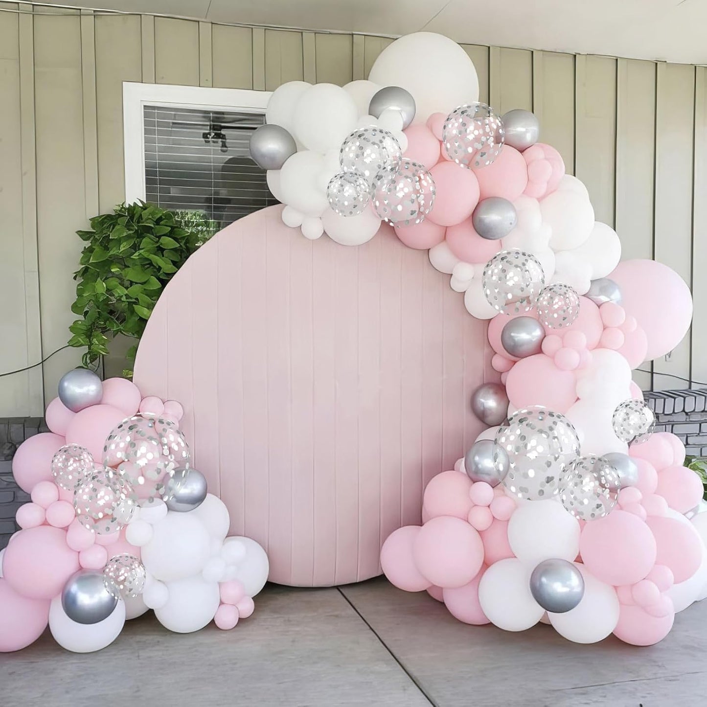 Pink and Silver Balloons, Pastel Pink White Balloon Metallic Silver White Macaron Balloon Party Confetti Balloons for Girls Kids Birthday Bride Wedding Baby Shower Graduation