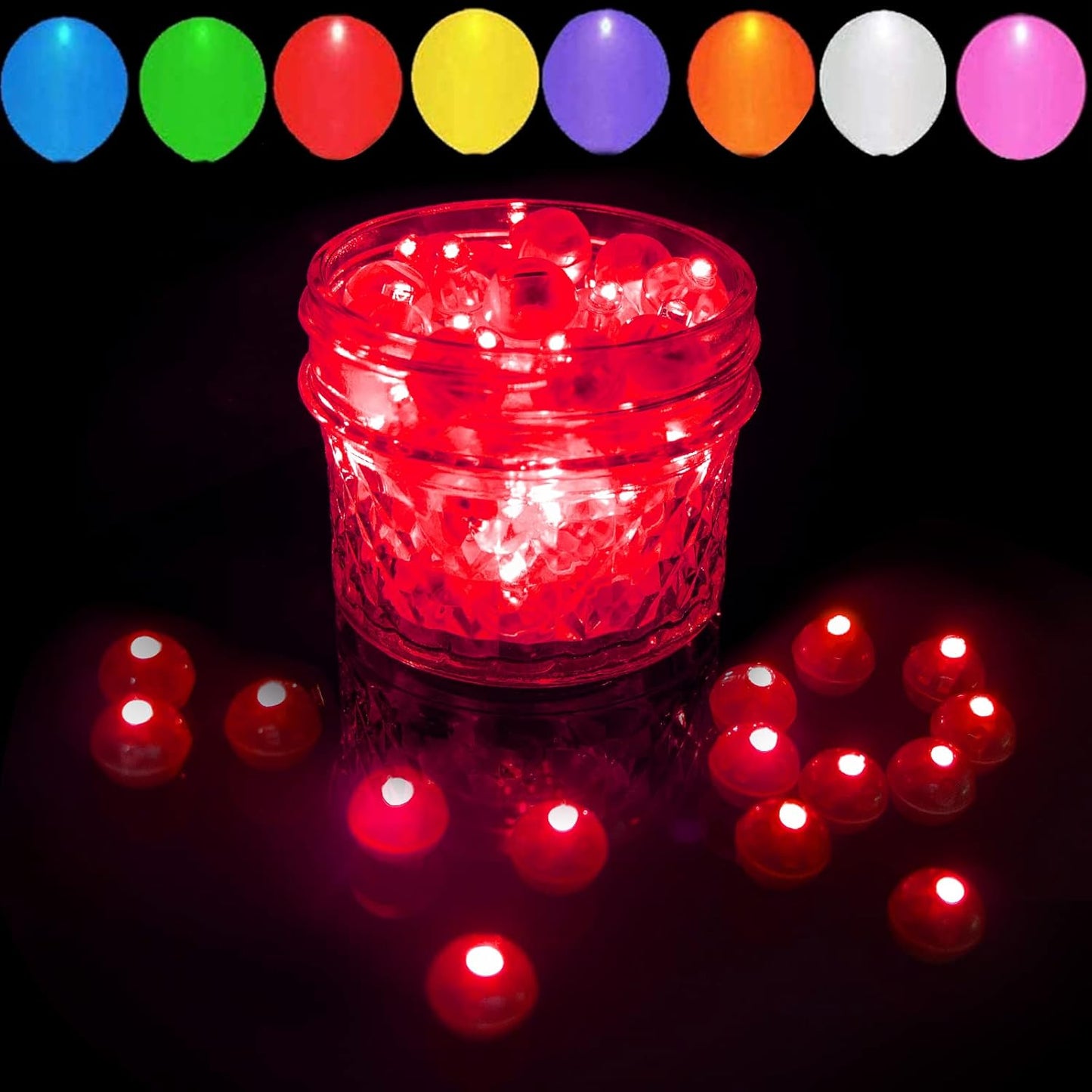 100pcs Red LED Balloon Light, Mini Led Lights Small Round Led Ball Lamp for Paper Lantern Balloon Indoor Outdoor Party Event Fun Birthday Party Wedding Decoration Supplies