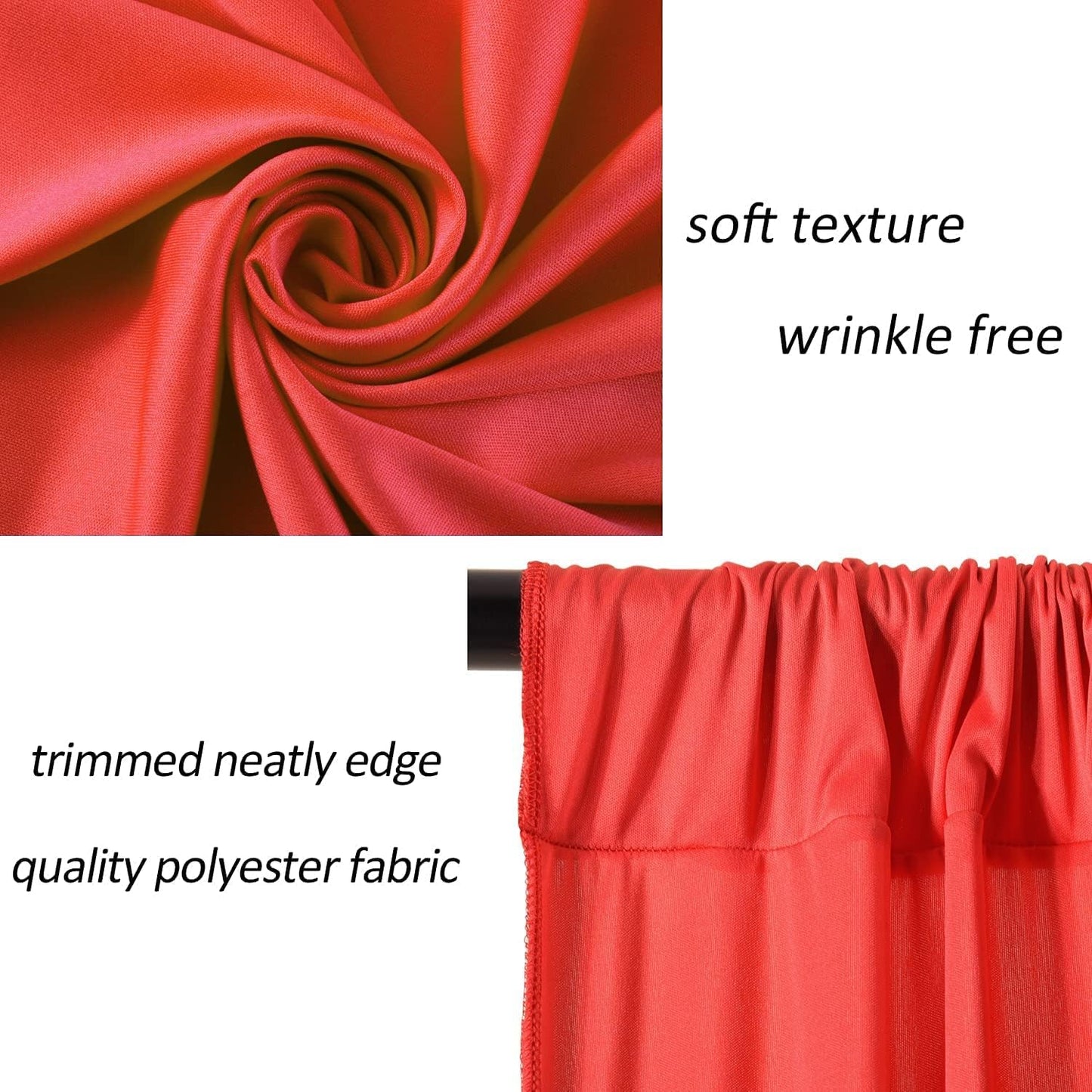 AK TRADING CO. 10 feet Wide x 12 feet Long IFR Polyester Backdrop Drapes Curtains Panels with Rod Pockets - Wedding Ceremony Party Home Window Decorations - (RED)