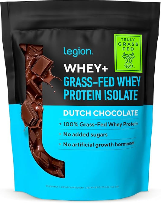 LEGION Whey+ Protein Whey Isolate from Grass Fed Cows - Whey Protein Isolate Powder Low Calorie, Non-GMO, Sugar Free, Lactose and Gluten Free, All Natural Protein Powder for Men & Women 30 Servings