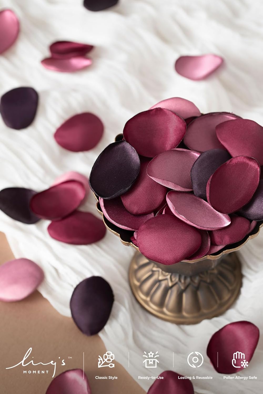 Ling's Moment Rose Petals, Silk Flower Petals for Wedding/Aisle/Flower Girl Baskets/Table Centerpiece Décor,etc.Deep Purple 200pcs