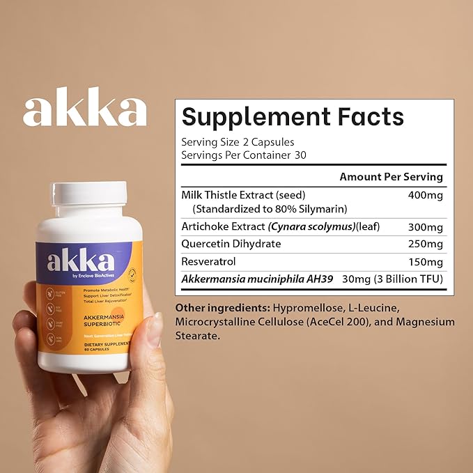 AKKA Premium Liver Cleanse Detox & Repair Superbiotic: Liver Detox, Regeneration, & Restoration Liver Support Supplement with Bioavailable Pasteurized Akkermansia | Vitality | Metabolism | Immunity
