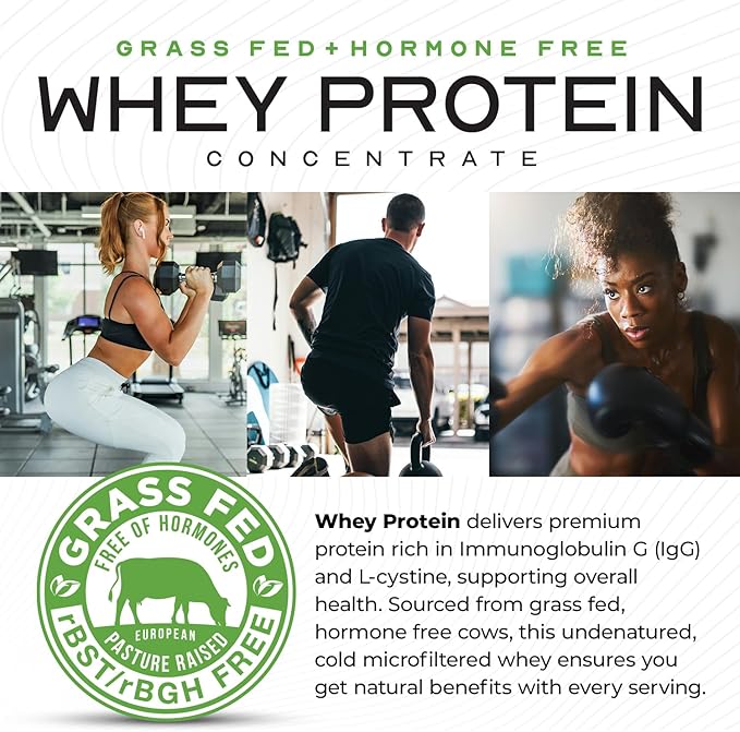 Muscle Feast Grass-Fed Whey Protein Concentrate Powder, All Natural, Hormone Free Pasture Raised Whey Protein Powder for Women & Men, Clean, Non-GMO & Gluten Free Whey Concentrate - Vanilla, 2lb
