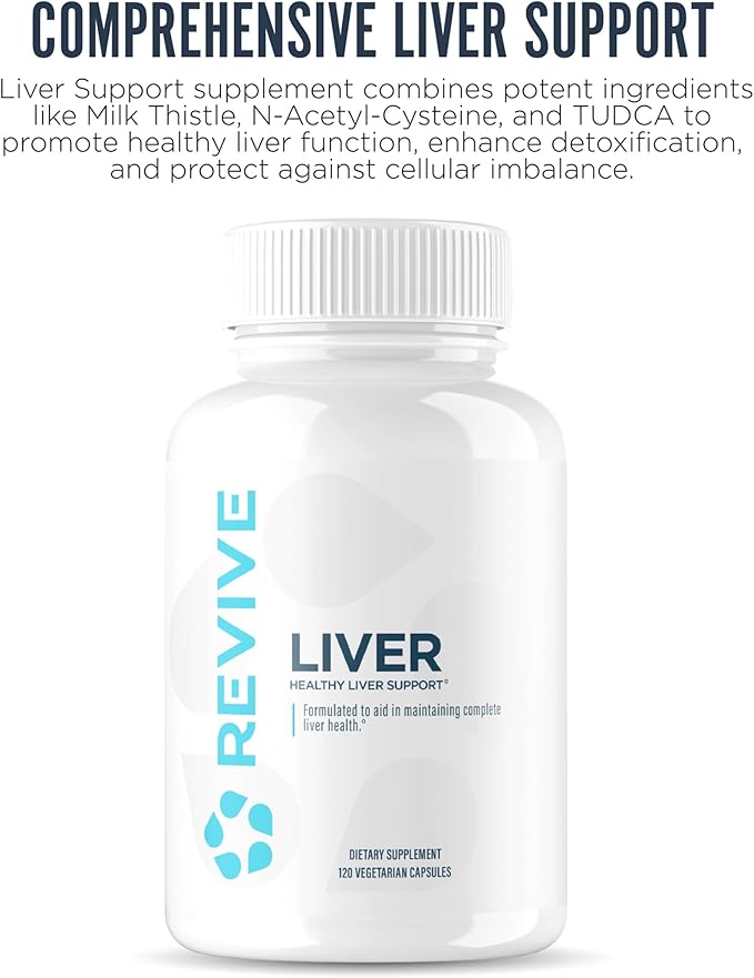 Revive MD Natural Liver Cleanse, Detox, & Repair Pills, Liver Health Support Formula - Milk Thistle Liver Defense Supplement - Inflammation Reducer & Promotes Healthy Liver Function - 120 Capsules