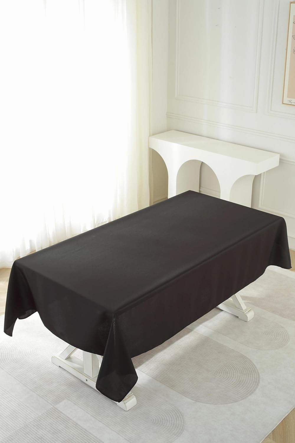 Craft And Party Rectangle Tablecloth - 60 x 84 Inch Black Tablecloth, Polyester Fabric Washable for Home, Party, Wedding or Restaurant Use