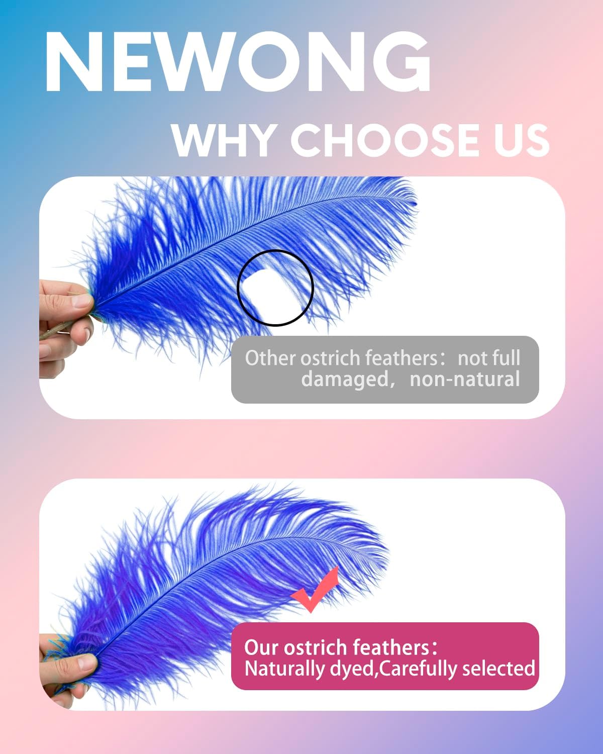 NEWONG 30pcs Royal Blue Ostrich Feathers Natural Bulk 9-12in（23-30cm） Vase Craft Wedding Home Party Centerpieces Christmas Day Decoration