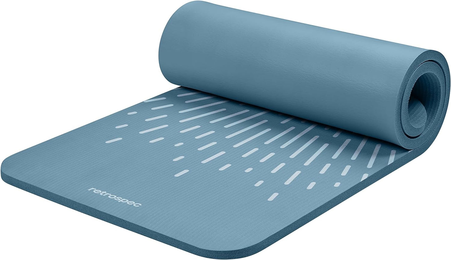 Retrospec Solana Yoga Mat 1" Thick With Nylon Strap For Men & Women - Non Slip Exercise Mat For Home Yoga, Pilates, Stretching, Floor & Fitness Workouts