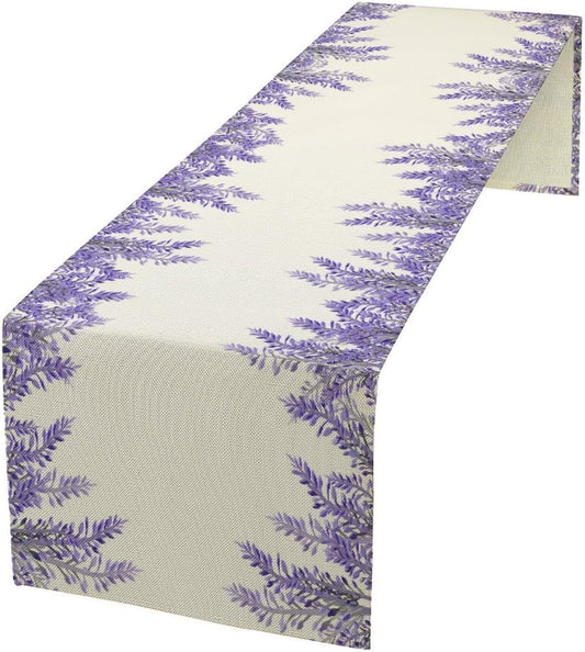Purple Lavender Table Runner Vintage Watercolor Modern Kitchen Restaurant Decoration Suitable for Indoor and Outdoor Wedding Party Banquet Table Runner 13x120 Inch