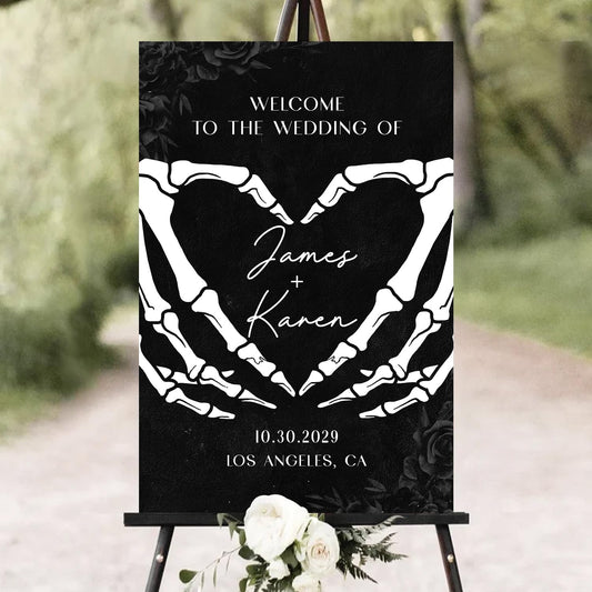Halloween Wedding Welcome Sign, Gothic Welcome Sign Black Wedding Sign, Wedding Sign Halloween Wedding, Gothic Wedding, Black Wedding Gothic Welcome Sign, Welcome Wedding Sign With Stand