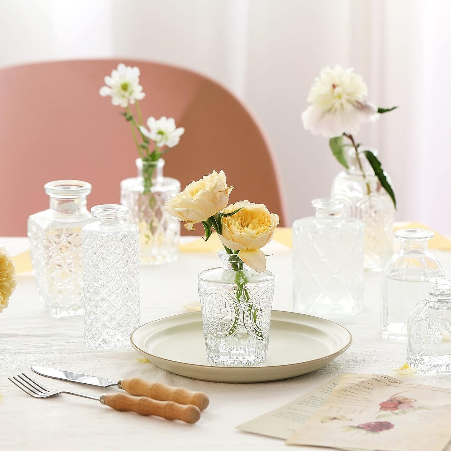 Mini Bud Vases As Wedding Centerpieces for Tables,Clear Bud Vases for Flowers,Small Flower Vases Suitable for Birthday Party,Anniversary,Wedding Reception,Baby Shower (Clear, 24PCS)