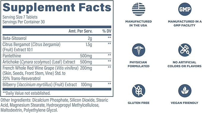 Revive MD Lipid Support Formula - Supplement Helps Maintain Healthy Cholesterol Levels, Endothelial Health & Triglyceride Levels - Beta Sitosterol, Citrus Bergamot & Pantethine