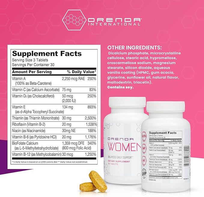 Orenda Women's Multivitamin -Blend, Dong Quai & Black Cohosh Vitamins, Minerals, Hormonal Balance, Immune and Heart Health - 90 Tablets