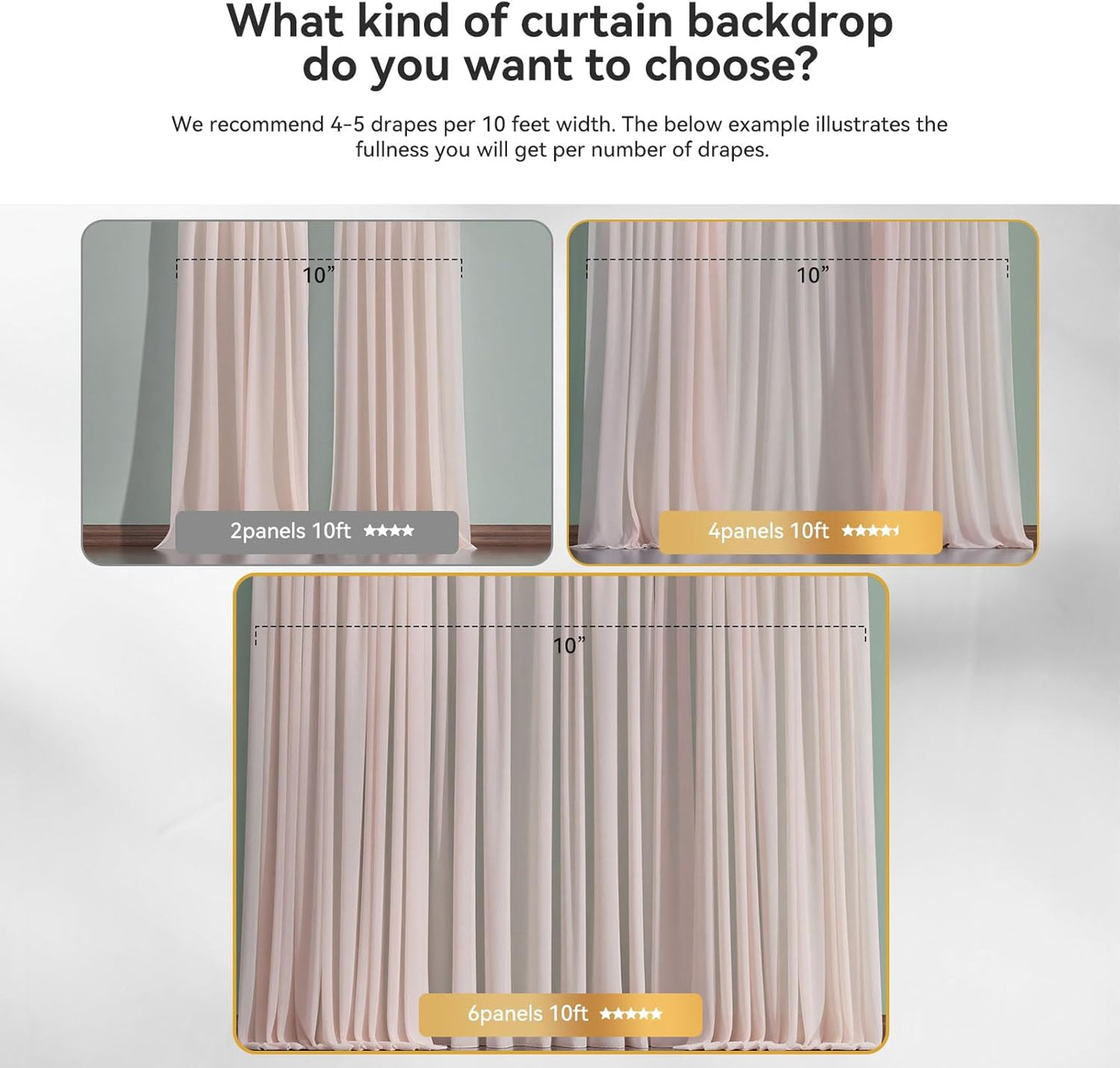 10×8ft Tulle Backdrop Curtains with Lights String - 300LED Fairy Lights Sheer Curtain Backdrop for Weddings Baby Shower and Birthday Party Decorations(8 Panels 5×8ft)