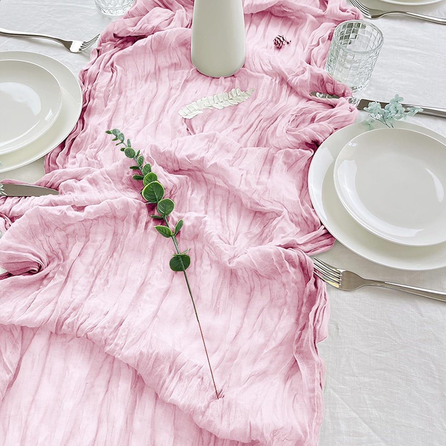 2 Pack Cheesecloth Table Runner 10Ft Christmas Gauze Boho Table Runners for Wedding Decor Bridal Shower Decorations Baby Shower Party(35" x 120")