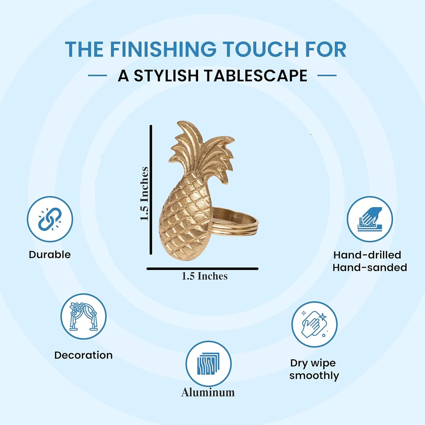 Elegant Metal Napkin Holders for Dining Table Decor - 12 Pack Pumpkin Lightweight Metal Napkin Rings for Party, Weddings, Family Gatherings & Everyday Use (Gold)- ALPHA Living HOME