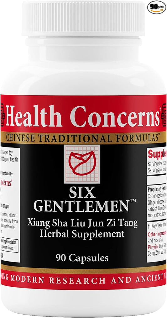 Health Concerns Six Gentlemen – Digestive Health & Qi Support Supplement – Licorice Root, Ginger & Codonopsis Formula – Bloating, Gas, Nausea – 90 Capsules – Chinese Herbal Medicine