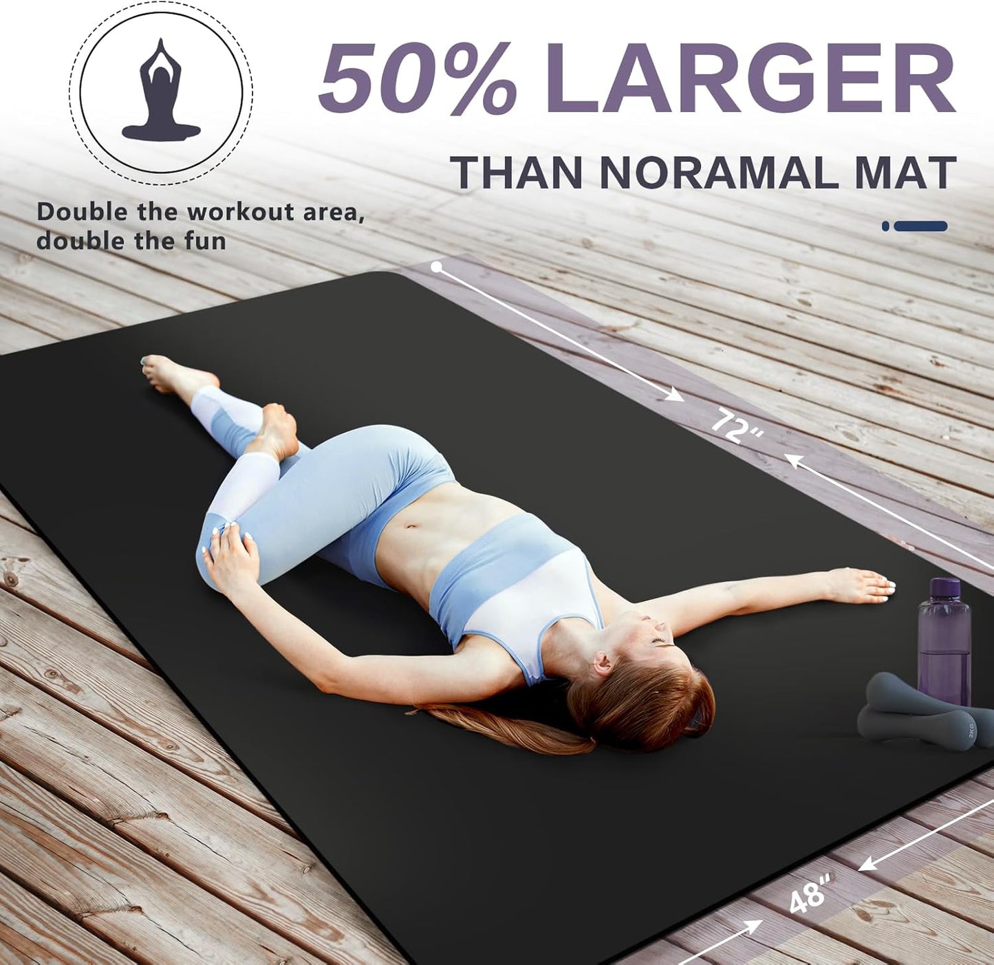 UMINEUX Extra Thick Yoga Mat, 2/5 Inch (10MM), Natural Rubber and TPE Non Slip Yoga Mats with Strap for Women Men, Eco Friendly Exercise Mat for Yoga, Pilates and Home Workout