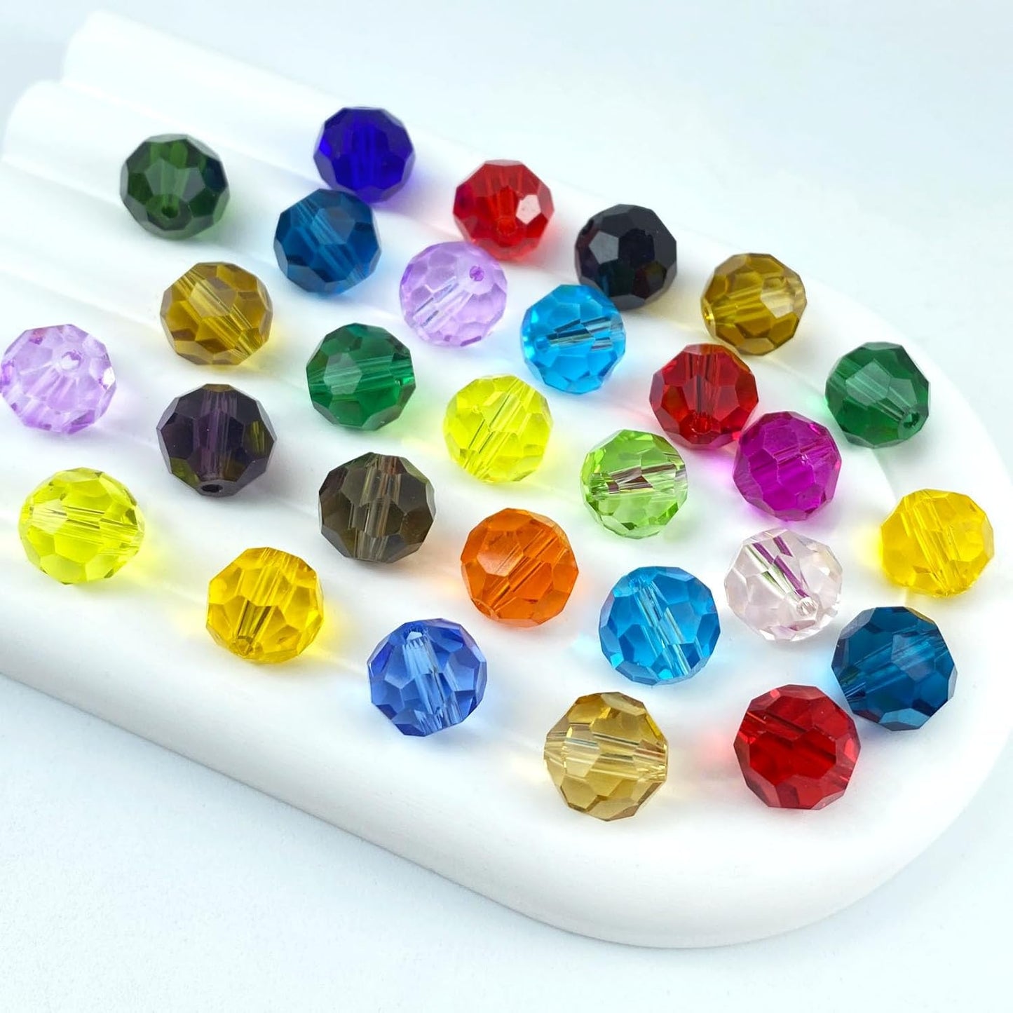 200 PCS 6mm Crystal Glass Beads Round Multiple Faceted Loose Spacer Glass Beads for DIY Handcrafte Bracelet Necklace Earring Jewelry Making(Multicolor)