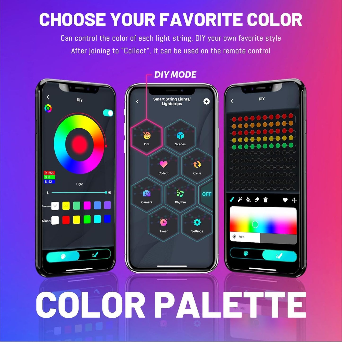 HXWEIYE 300LED Fairy Curtain Lights, 9.8x9.8Ft USB Plug-in 8 Modes Christmas String Hanging Lights with Remote for Bedroom Backdrop Wedding Party Indoor Wall Decor, RGB Custom Color Changing